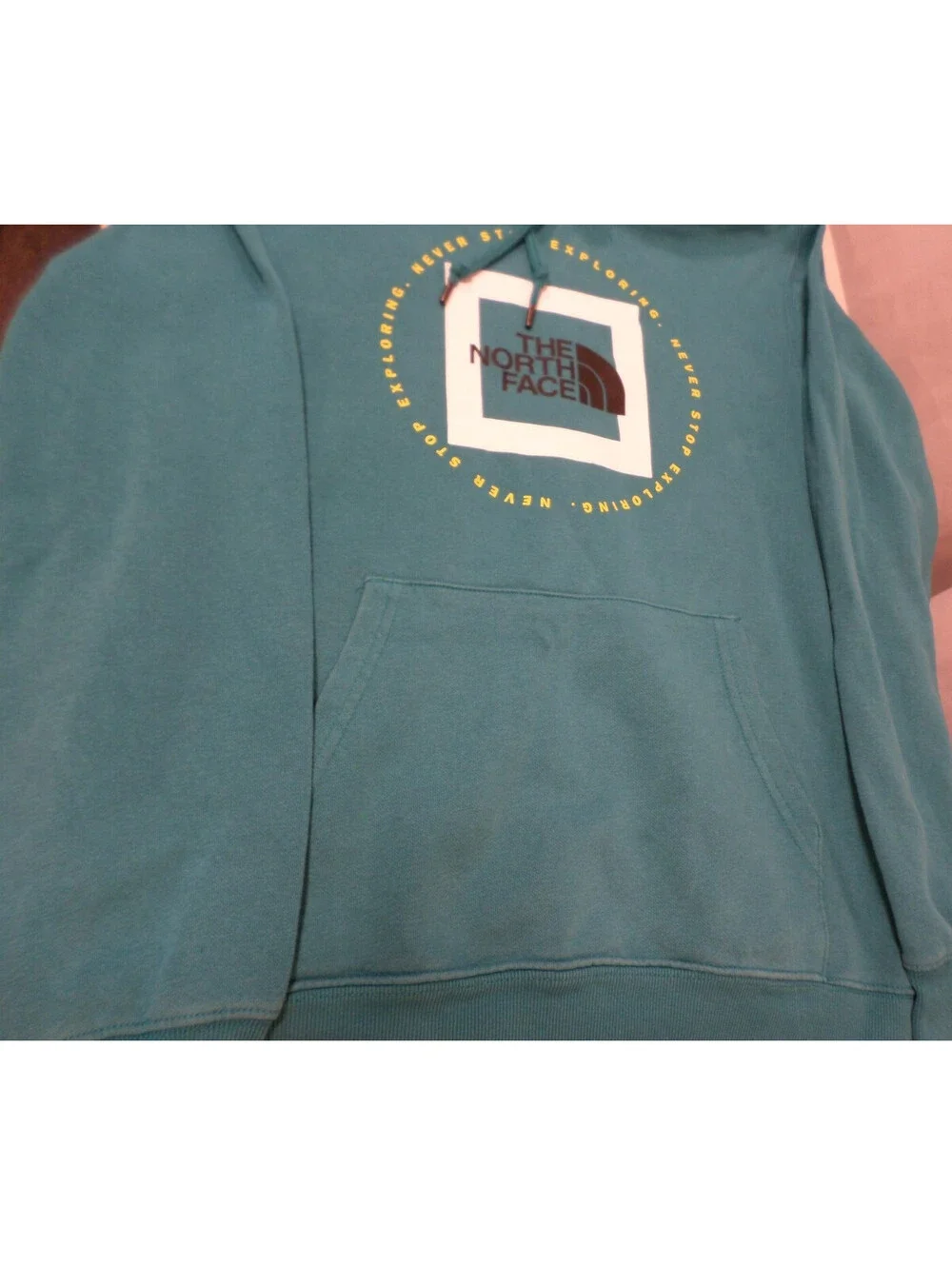 DESIGNER THE NORTH FACE COTTON BLEND WARM PULLOVER TEAL HOODIE MEN'S SIZE MEDIUM